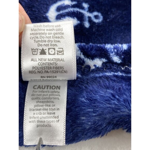 HB Whale Plush Baby Blanket Lovie Comfort Toy 14"x14" Soft Blue White Anchors - Picture 7 of 9